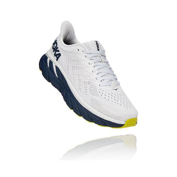 Hoka Clifton 7 Gåsko Dame Hvite Marineblå | 918743-FXA