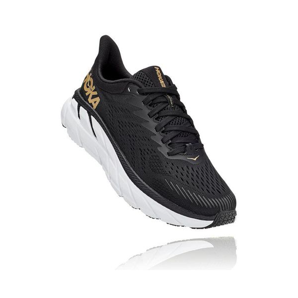 Hoka Clifton 7 Joggesko Dame Svarte Gull | 965428-RLY