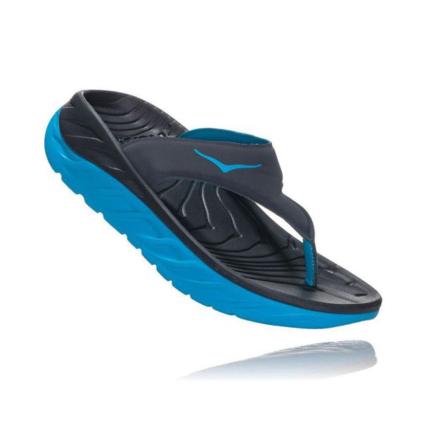 Hoka ORA Platå Flip Flops Dame Svarte Blå | 179864-EDN