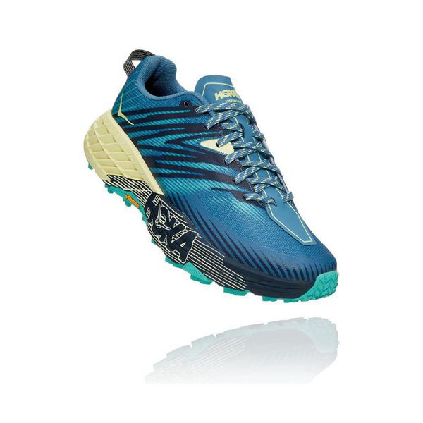 Hoka Speedgoat 4 Trail Løpesko Dame Blå Gul | 798125-FPS