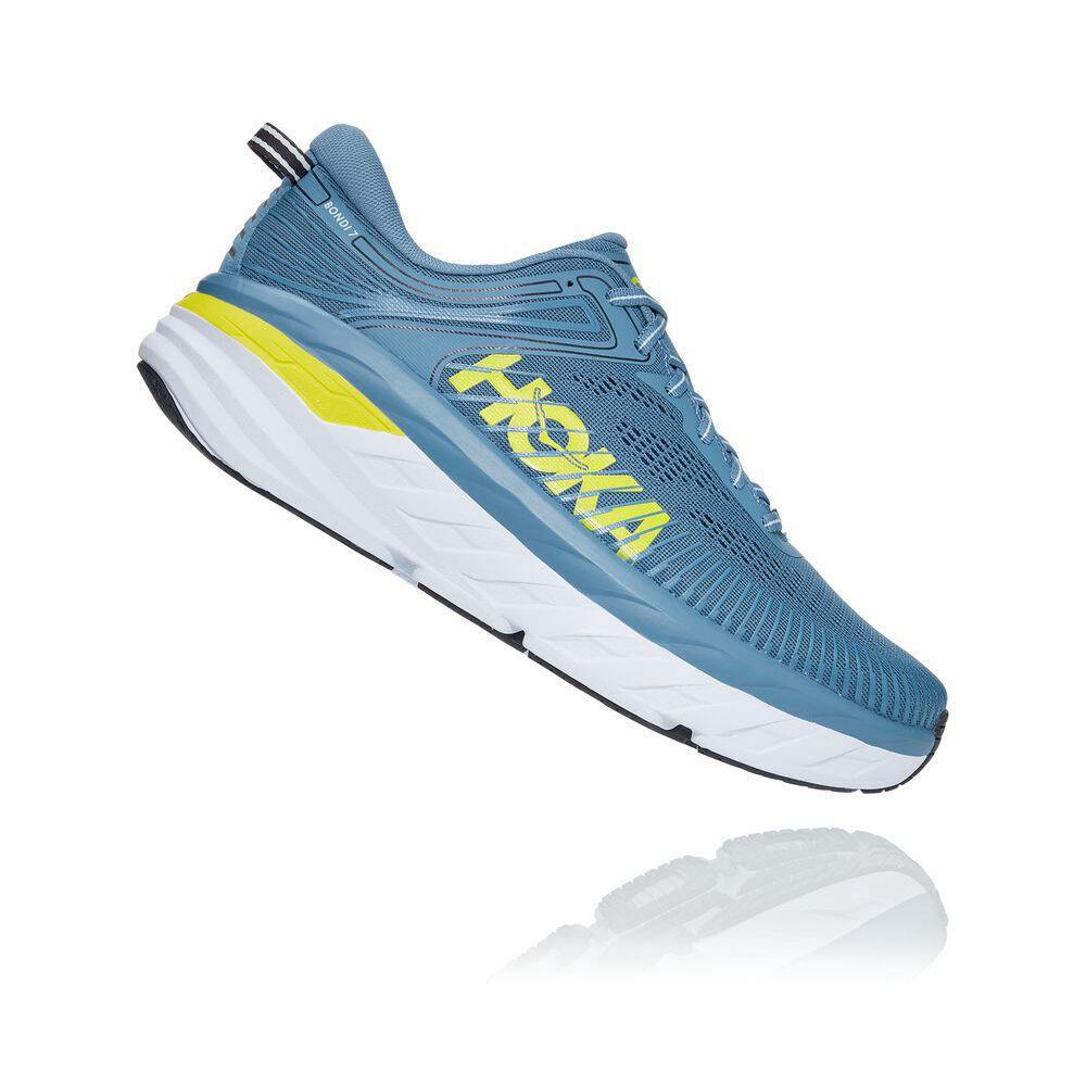 Hoka Bondi 7 Gåsko Herre Blå Gul | 304152-RPB