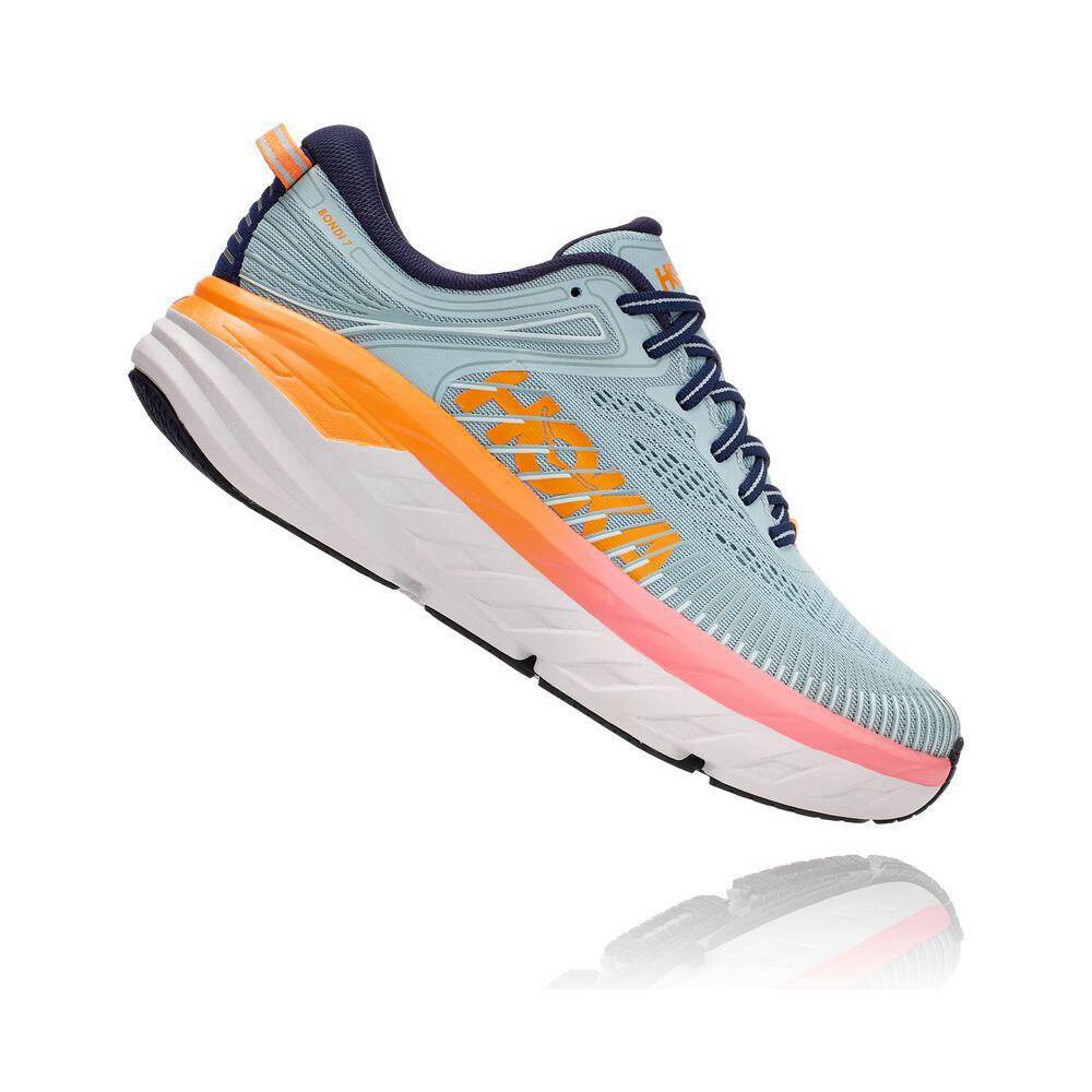 Hoka Bondi 7 Joggesko Dame Blå Oransje | 257643-VER