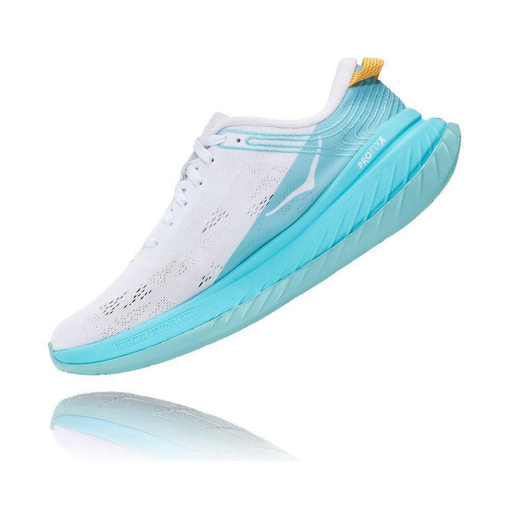 Hoka Carbon X Joggesko Dame Hvite Blå | 708354-FDW