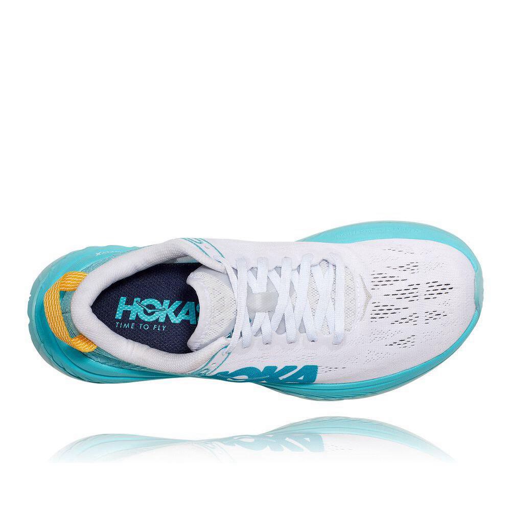 Hoka Carbon X Joggesko Dame Hvite Blå | 708354-FDW