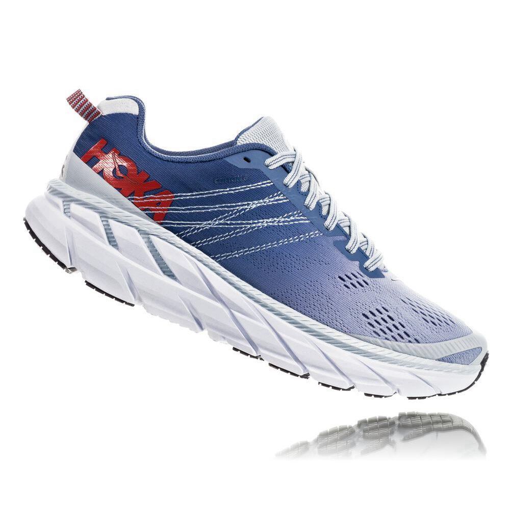 Hoka Clifton 6 Joggesko Dame Blå Rød | 679340-XMQ