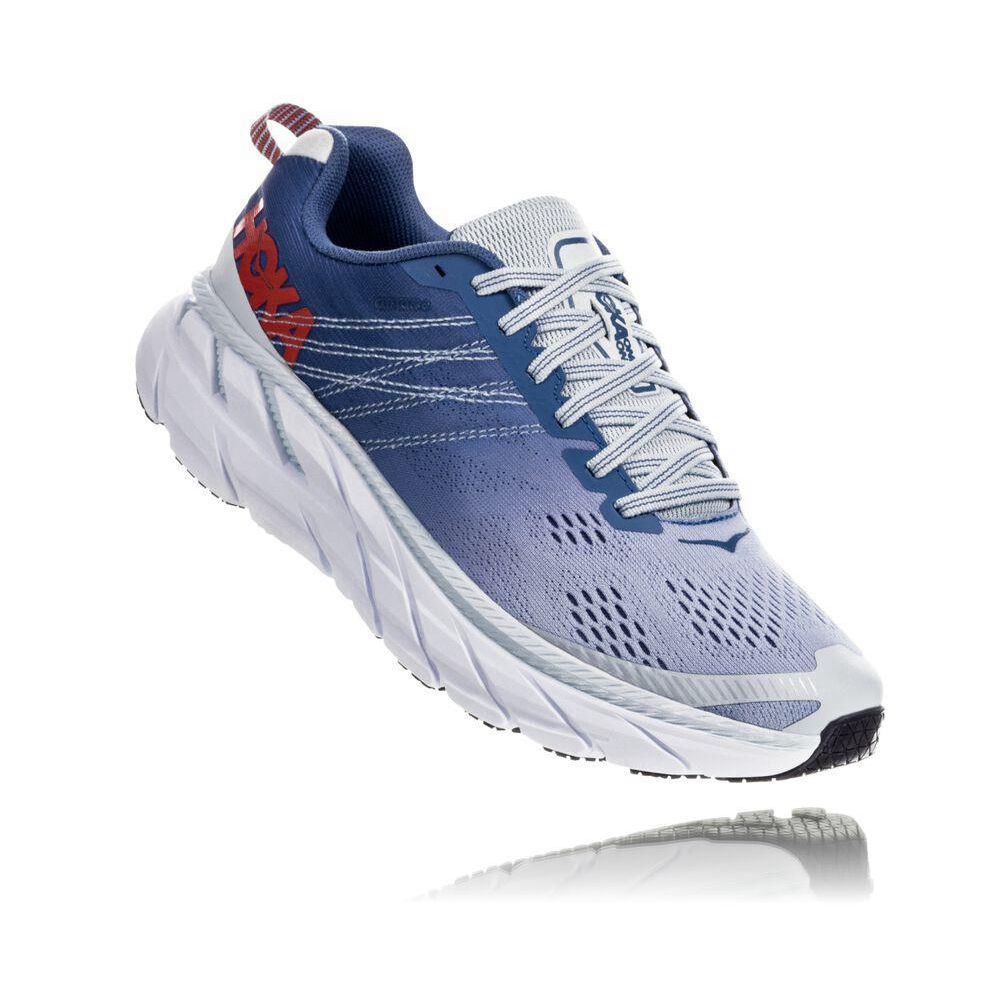 Hoka Clifton 6 Joggesko Dame Blå Rød | 679340-XMQ