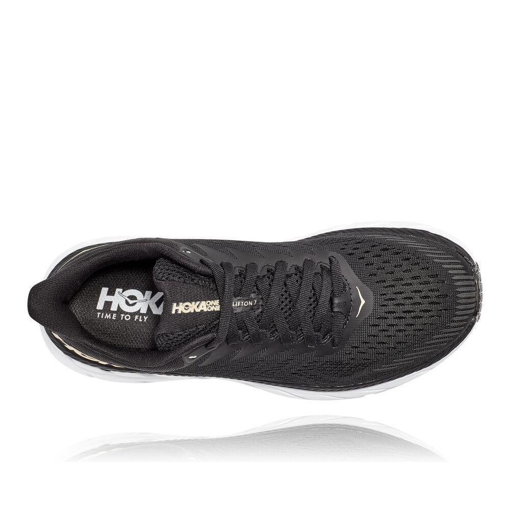 Hoka Clifton 7 Gåsko Dame Svarte Gull | 263817-MTW