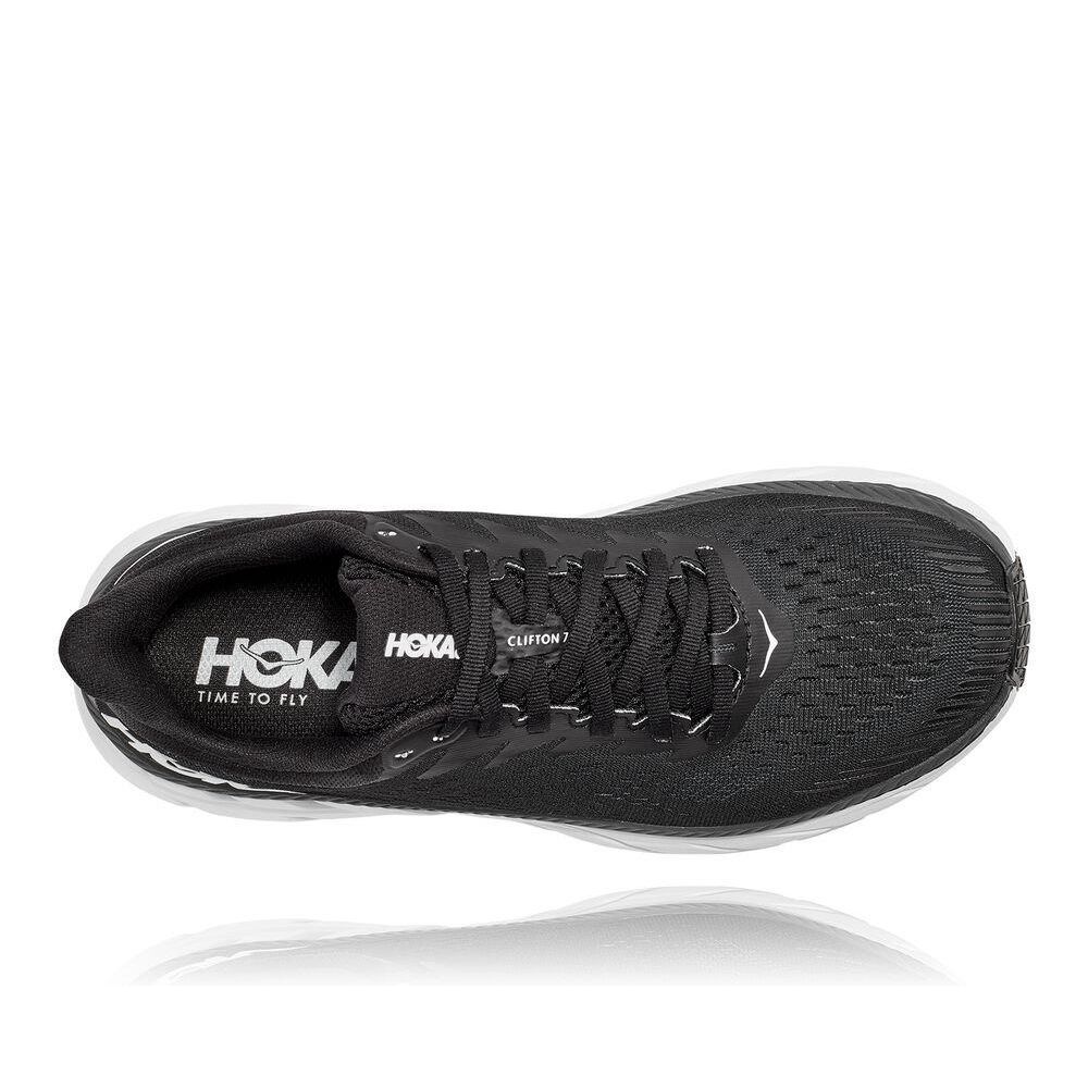 Hoka Clifton 7 Løpesko Dame Svarte Hvite | 173689-HJM