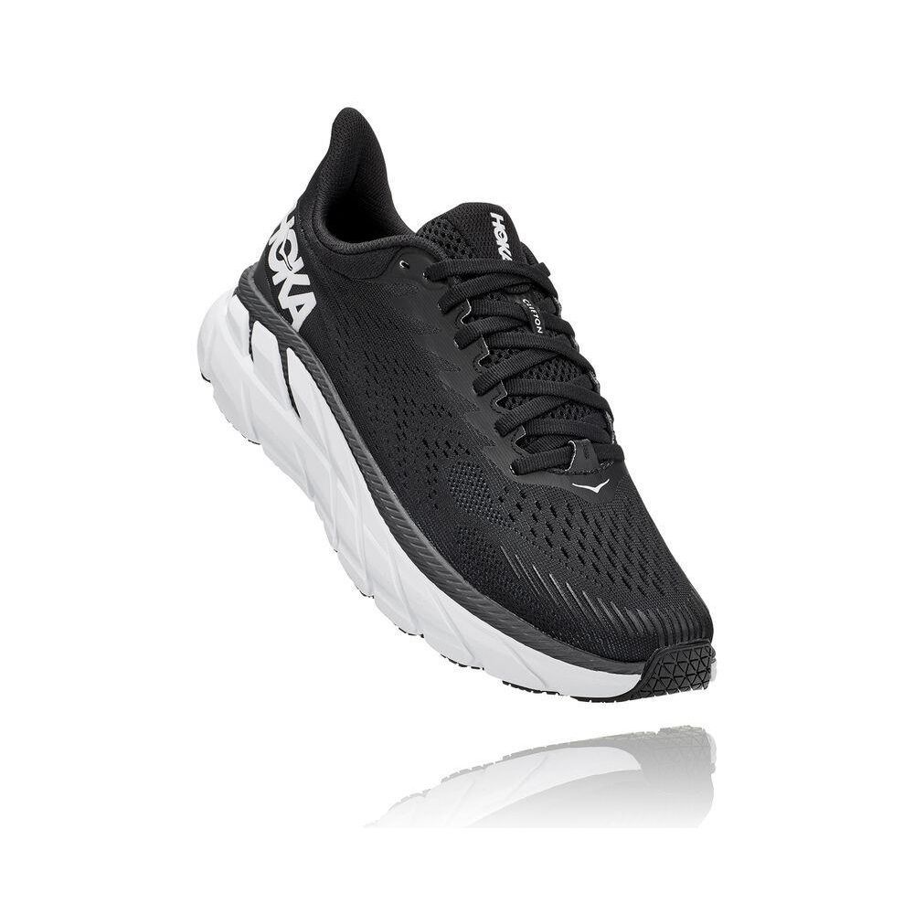 Hoka Clifton 7 Løpesko Dame Svarte Hvite | 173689-HJM