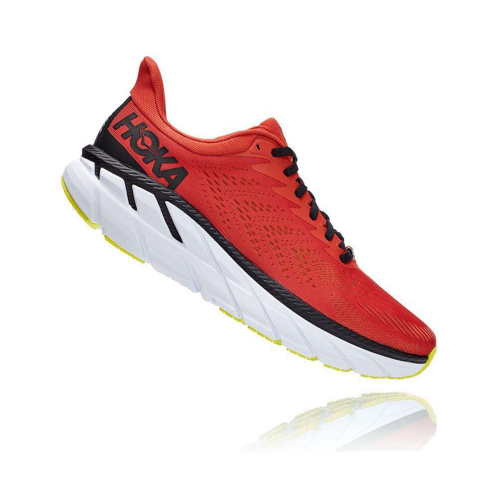 Hoka Clifton 7 Løpesko Herre Rød Svarte | 384106-XJM