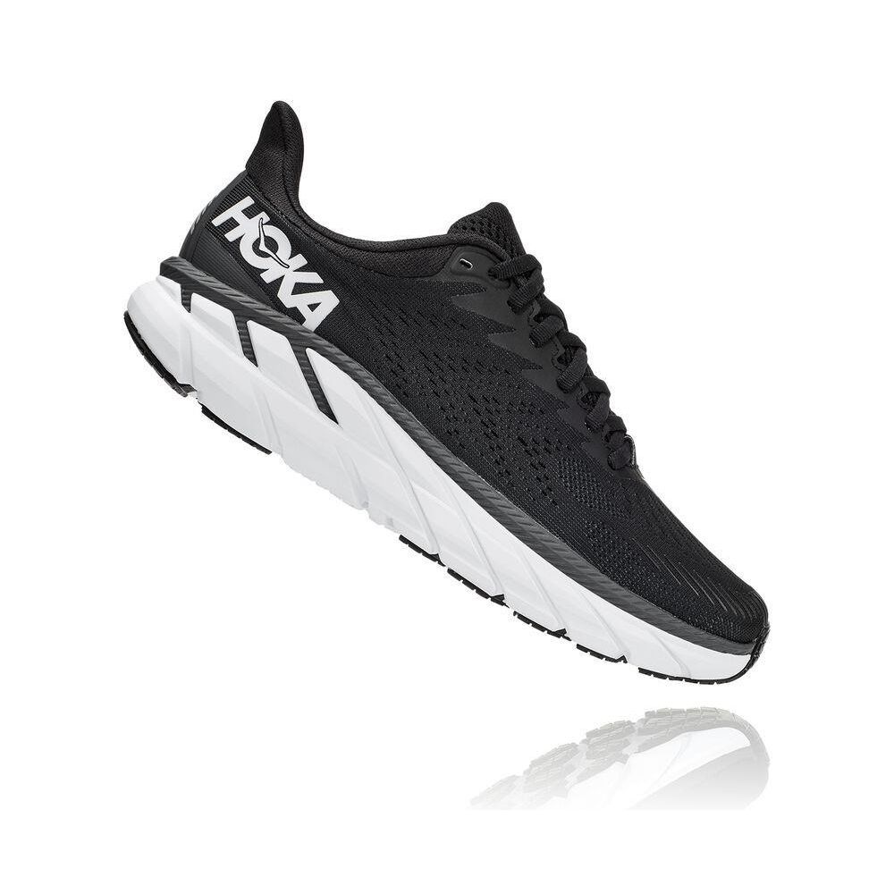 Hoka Clifton 7 Løpesko Vei Dame Svarte Hvite | 374512-QFJ