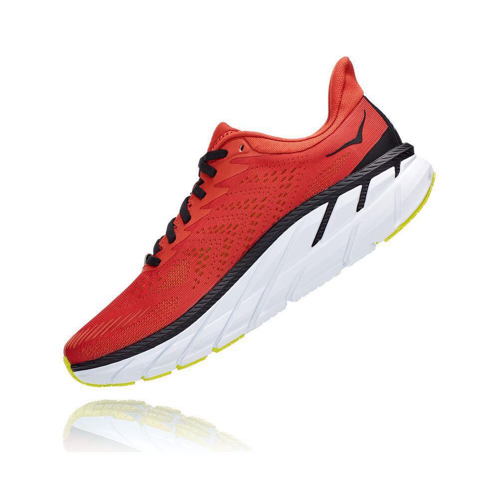 Hoka Clifton 7 Løpesko Vei Herre Rød Svarte | 418279-FKH