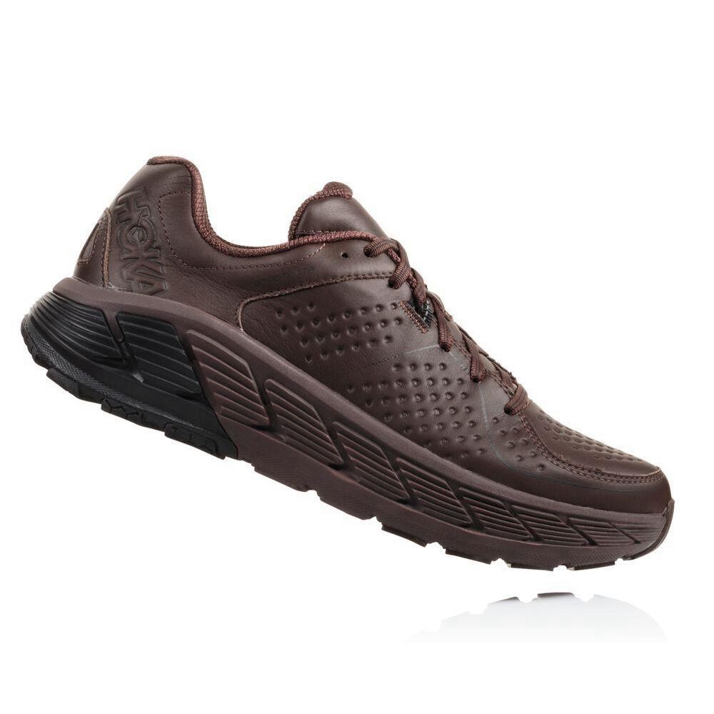 Hoka Gaviota Lær Joggesko Herre Brune | 304265-SXD