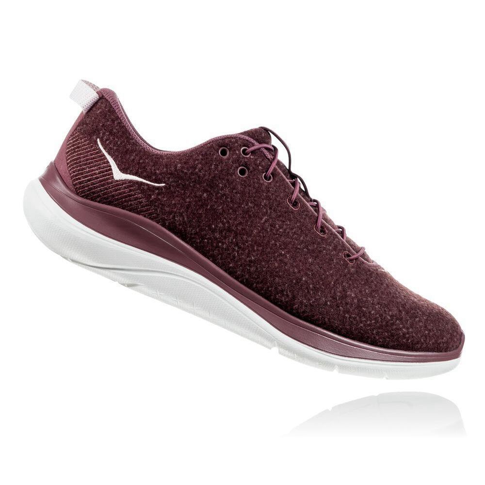 Hoka Hupana Flow Wool Løpesko Dame Burgunder | 750914-OBU