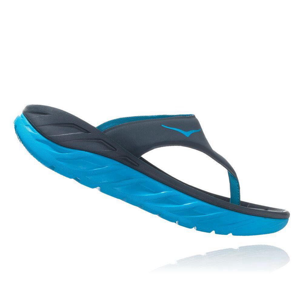 Hoka ORA Platå Flip Flops Dame Svarte Blå | 179864-EDN