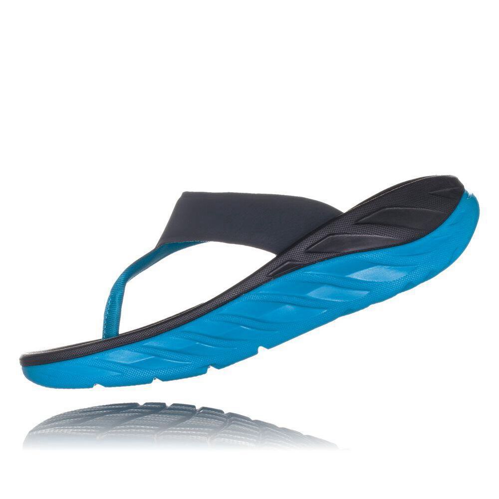 Hoka ORA Platå Flip Flops Dame Svarte Blå | 179864-EDN