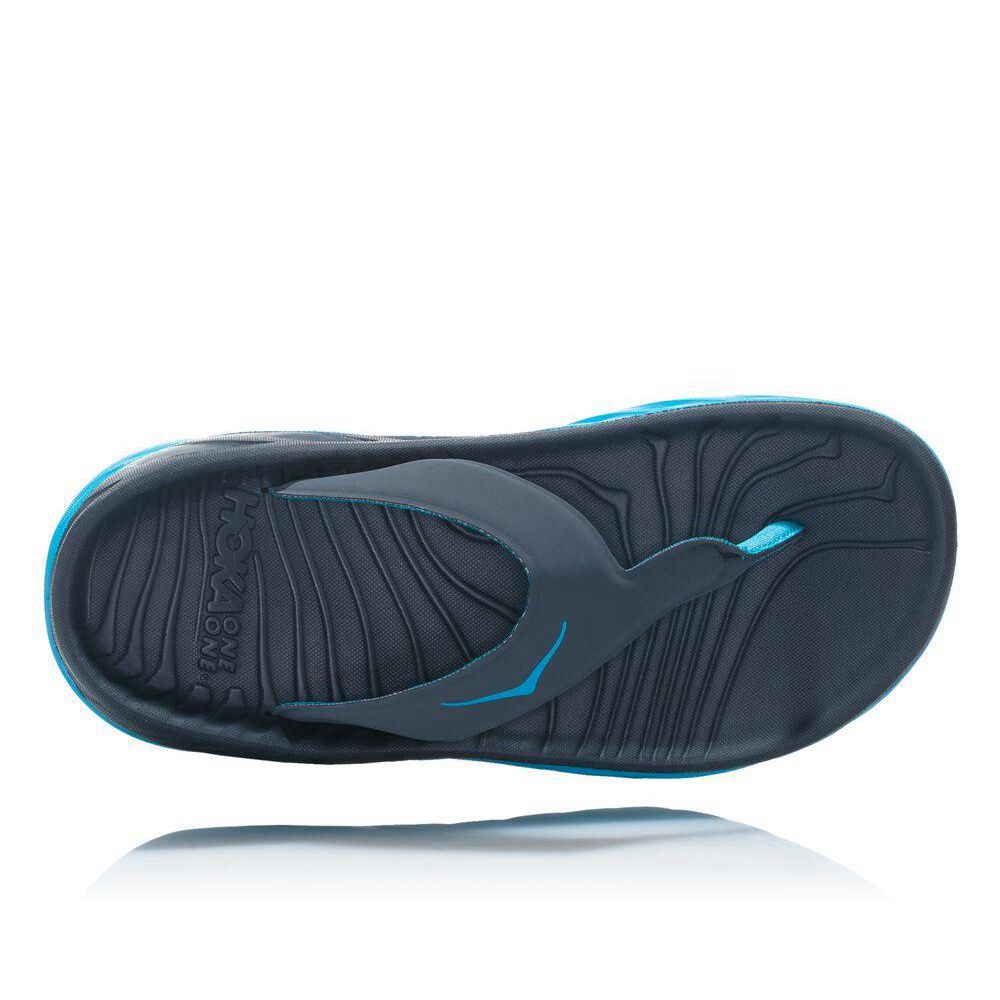 Hoka ORA Platå Flip Flops Dame Svarte Blå | 179864-EDN