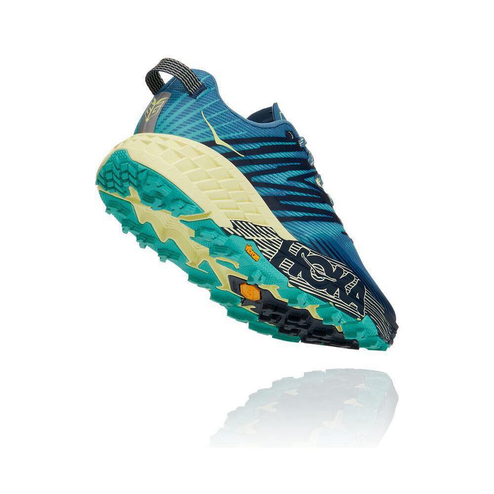 Hoka Speedgoat 4 Fjellsko Dame Blå Gul | 473689-TPW