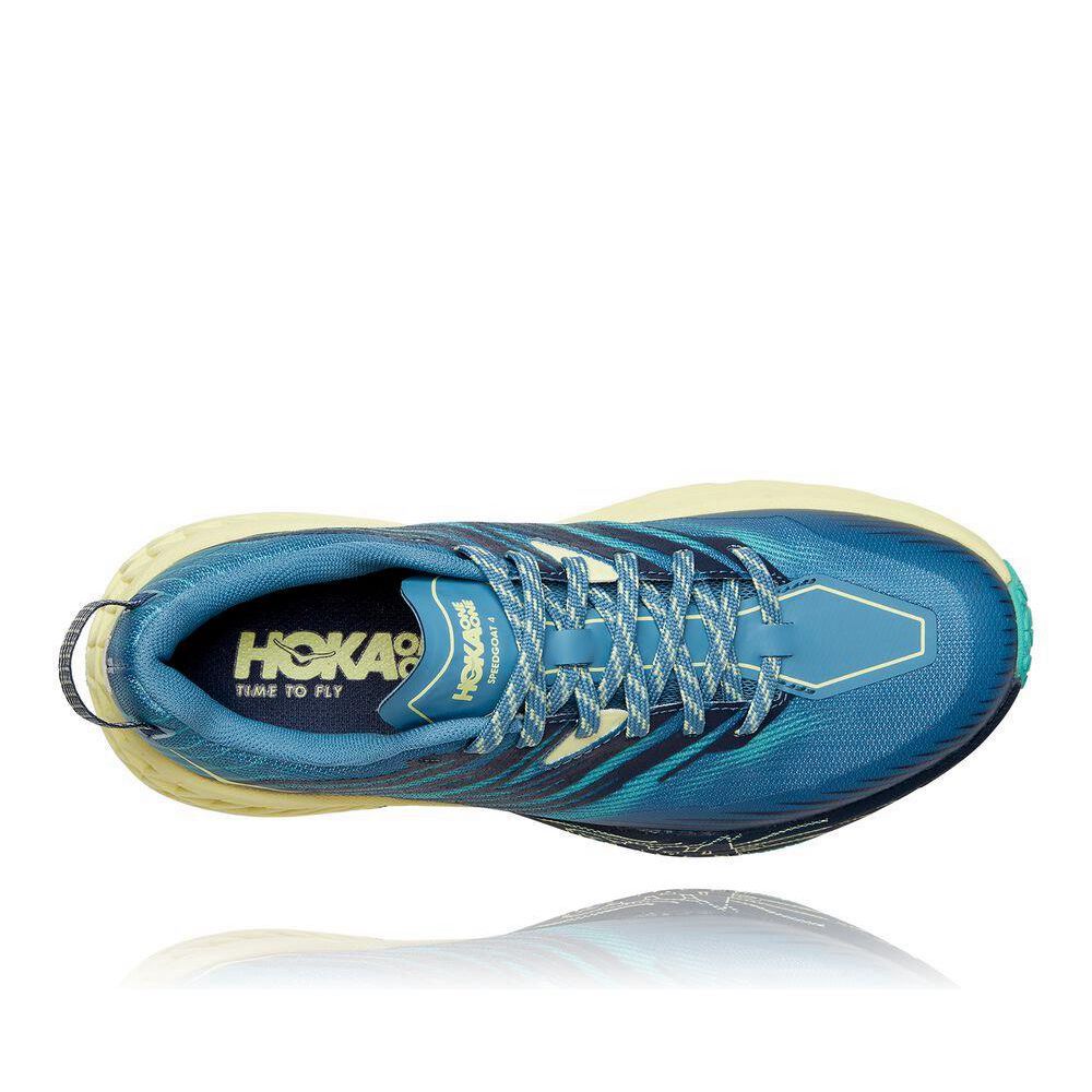 Hoka Speedgoat 4 Fjellsko Dame Blå Gul | 473689-TPW