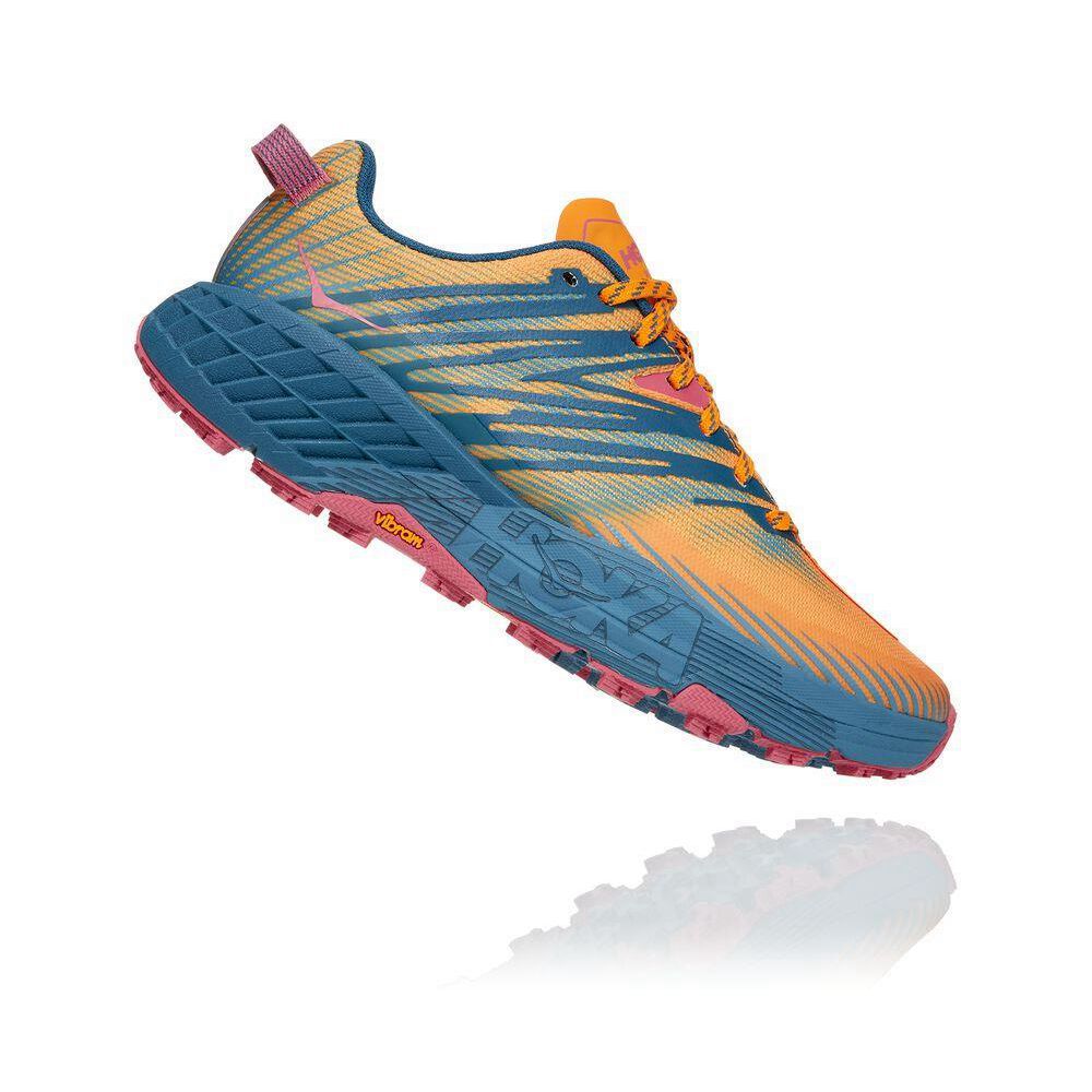 Hoka Speedgoat 4 Fjellsko Dame Gul Blå | 014658-RXI