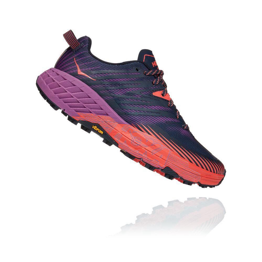 Hoka Speedgoat 4 Joggesko Dame Marineblå Rød Lilla | 125930-SDK