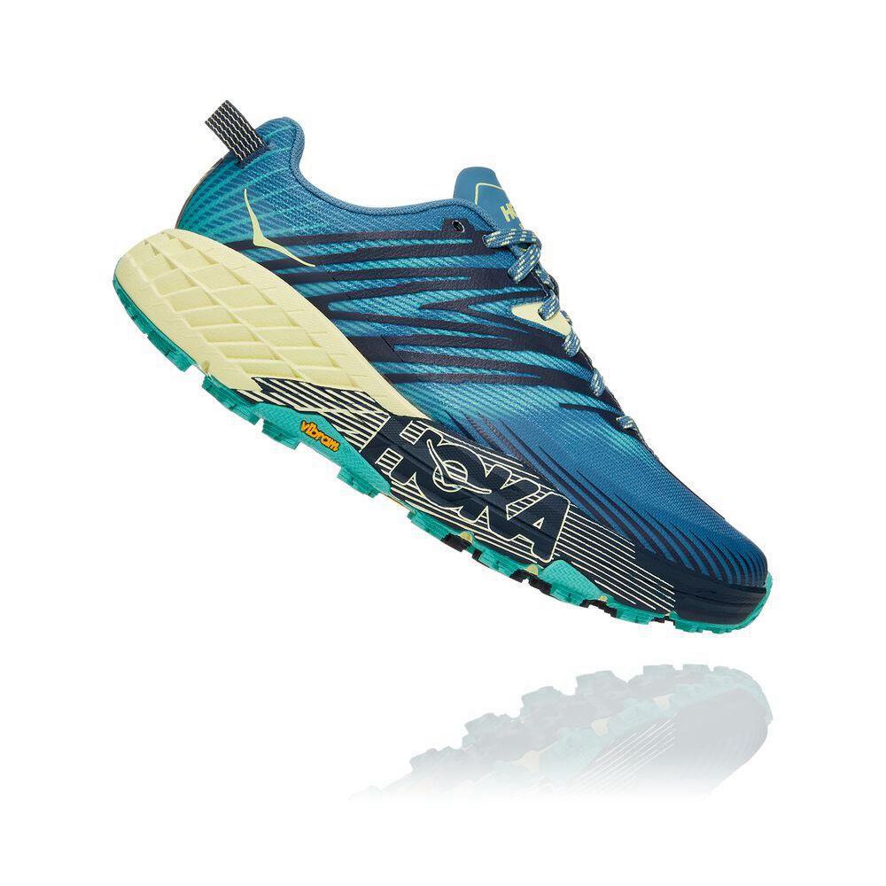 Hoka Speedgoat 4 Løpesko Dame Blå Gul | 429031-OCS