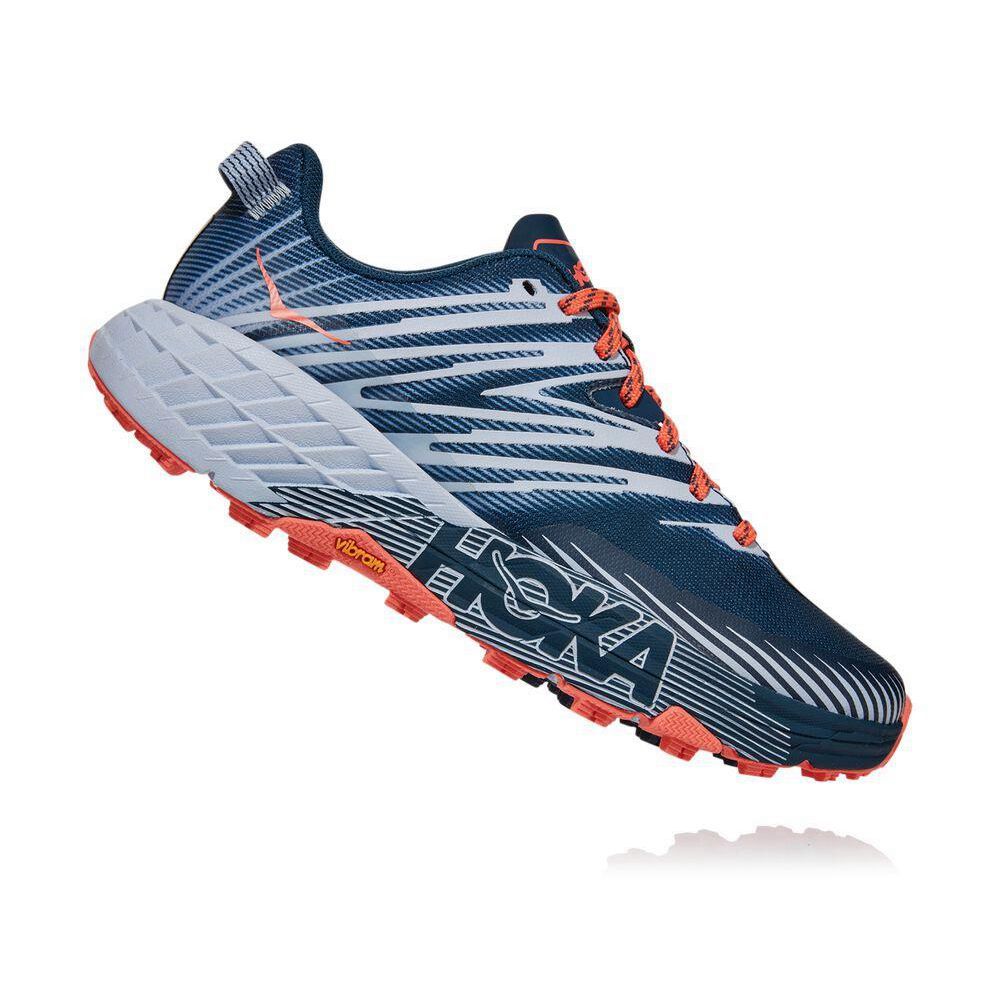 Hoka Speedgoat 4 Løpesko Dame Blå Hvite | 394217-IYL