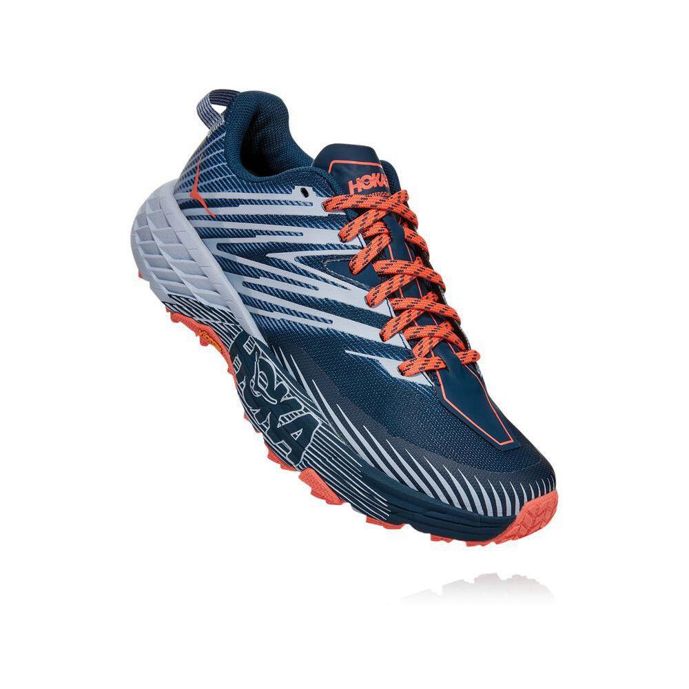 Hoka Speedgoat 4 Løpesko Dame Blå Hvite | 394217-IYL