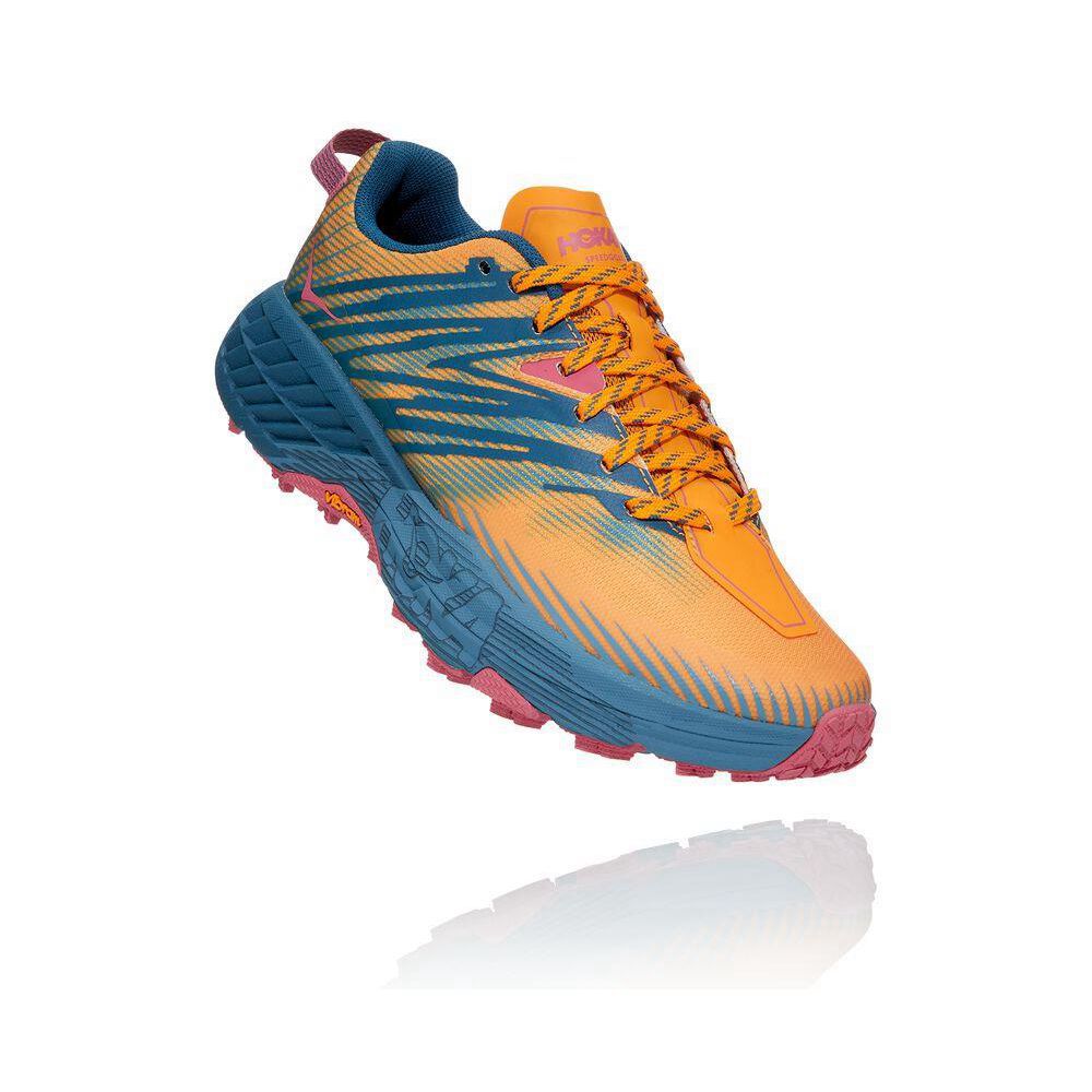 Hoka Speedgoat 4 Trail Løpesko Dame Gul Blå | 754813-ARL