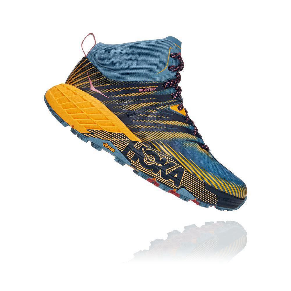 Hoka Speedgoat Mid 2 GTX Fjellstøvler Dame Blå Gul | 341768-MBJ