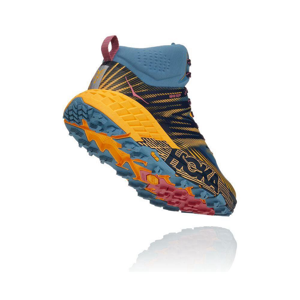 Hoka Speedgoat Mid 2 GTX Fjellstøvler Dame Blå Gul | 341768-MBJ