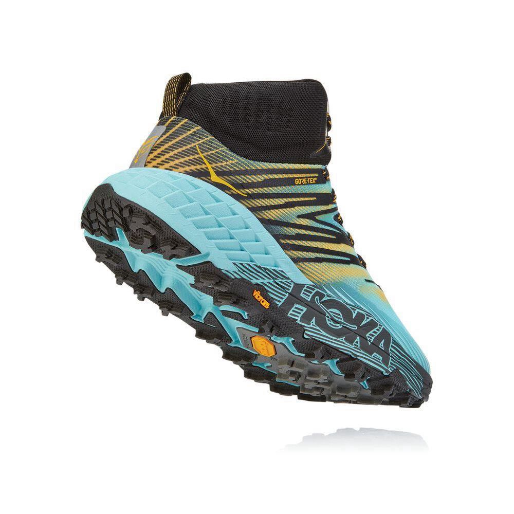 Hoka Speedgoat Mid 2 GTX Fjellstøvler Dame Blå Svarte Gull | 582107-ENC