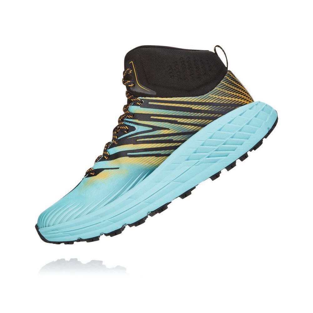 Hoka Speedgoat Mid 2 GTX Fjellstøvler Dame Blå Svarte Gull | 582107-ENC