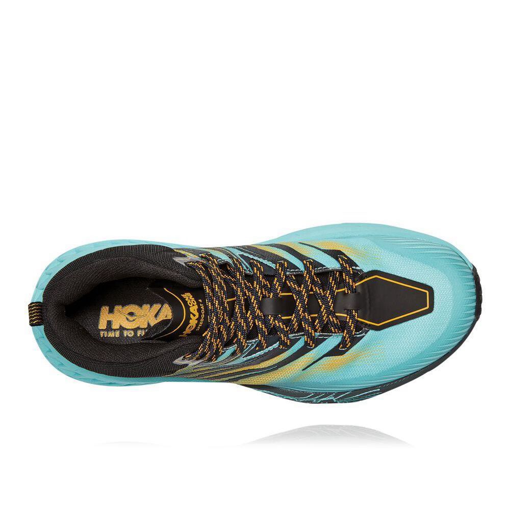 Hoka Speedgoat Mid 2 GTX Fjellstøvler Dame Blå Svarte Gull | 582107-ENC