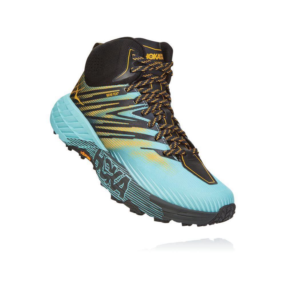 Hoka Speedgoat Mid 2 GTX Fjellstøvler Dame Blå Svarte Gull | 582107-ENC