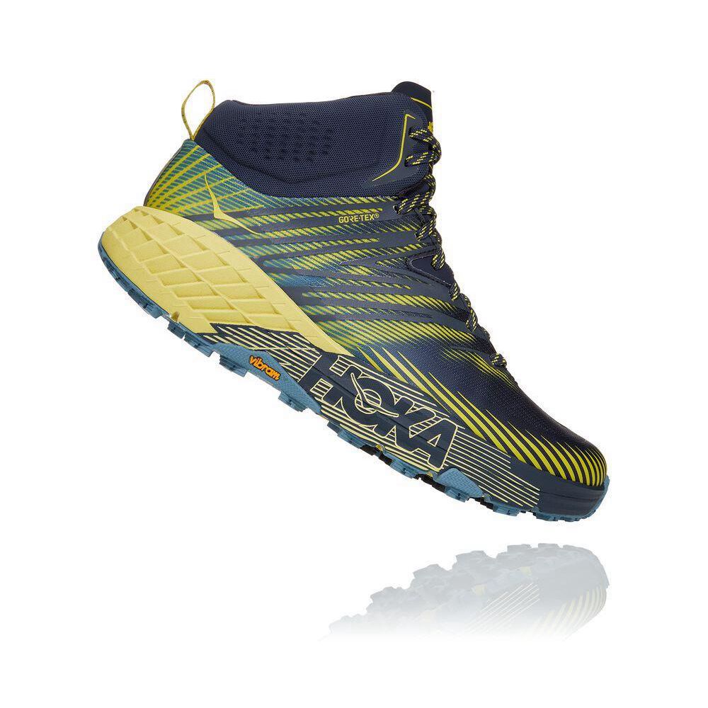 Hoka Speedgoat Mid 2 GTX Fjellstøvler Herre Marineblå Gul | 870125-RGD